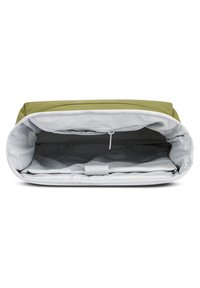 Olíva zöld laptoptok puha szürke belsővel, cipzárral zárható és párnázott rekesszel a védelem érdekében.