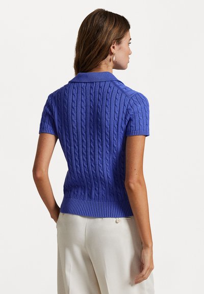 Polo Ralph Lauren CABLE COTTON SHORT SLEEVE POLO CARDIGAN - Vest - maidstone blue