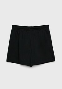 Shorts noirs en tissu doux, dotés d'une taille élastique et d'une coupe ample. Design simple sans motifs ni accents visibles.