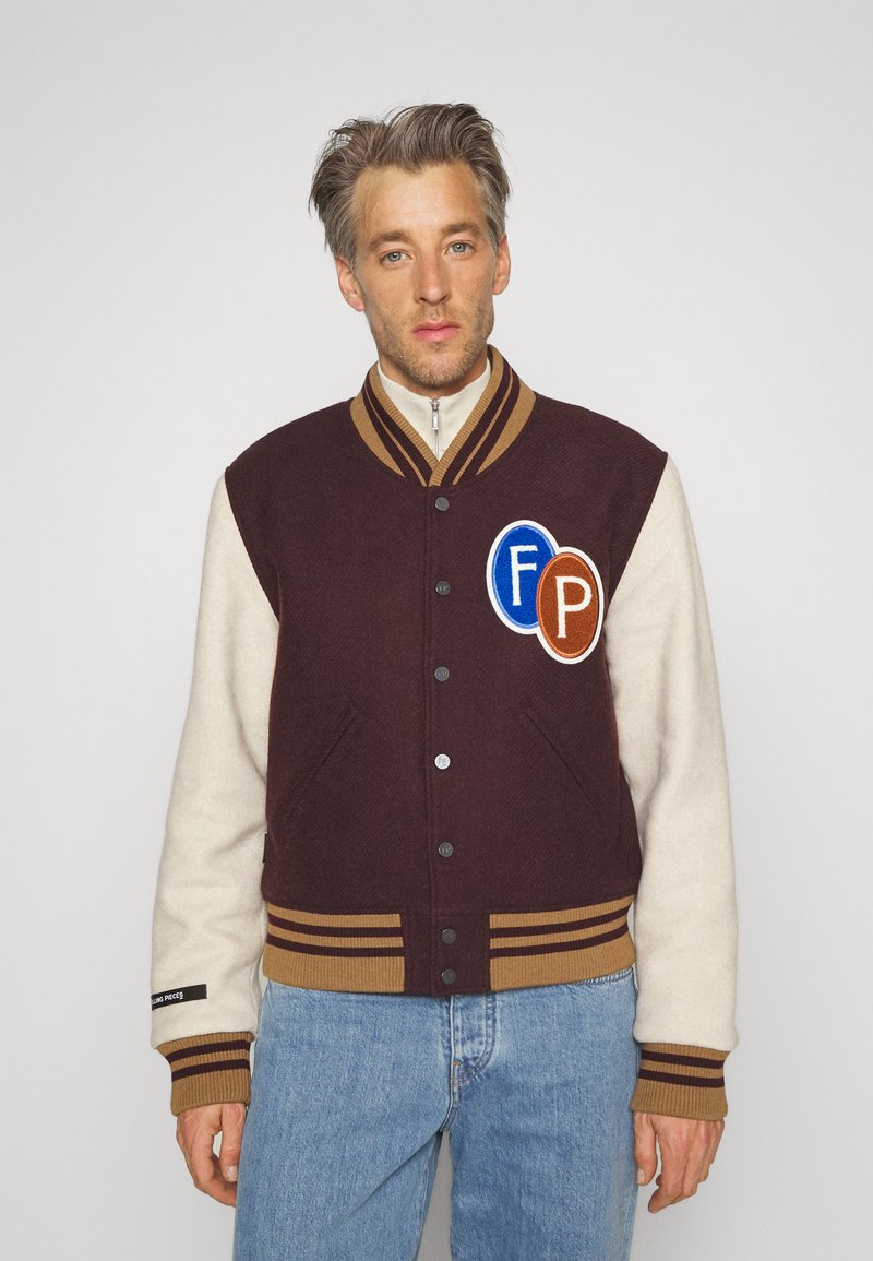 Filling Pieces VARSITY JACKET Bomber Jacket burgundy/off white/dark red Zalando.ie