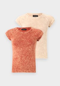 2 PACK - Print T-shirt - light taupe/potter clay