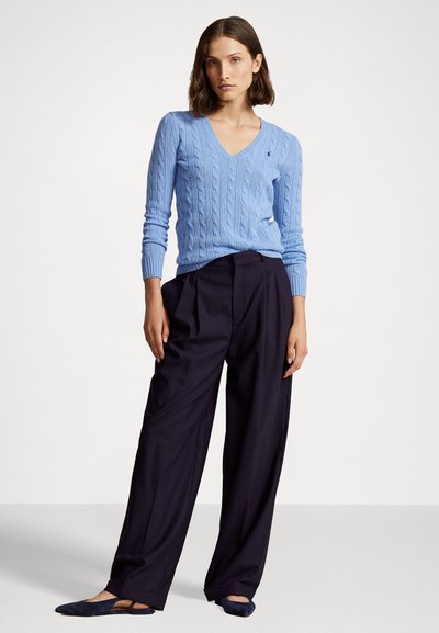 Polo Ralph Lauren CABLE KNIT WOOL CASHMERE V-NECK SWEATER - Pulóver - new litchfield blue