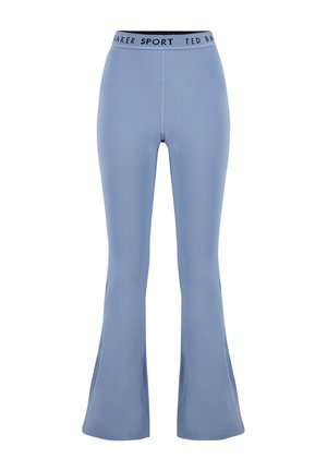 Svetlomodré športové legíny s vysokým pásom, rozšírenými nohavicami a elastickým pásom s logom "Ted Baker Sport".