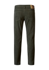 Olijfgroene corduroy broeken met een recht model, met twee achterzakken en een klein logo-label op de tailleband. Gelaagd stof.