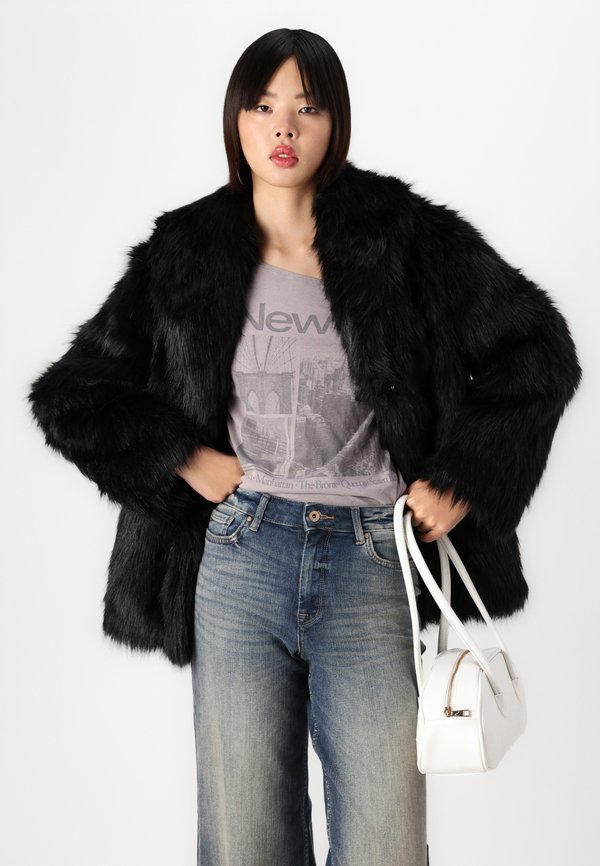 Shawl Collar Faux Fur Coat - Winter jacket3