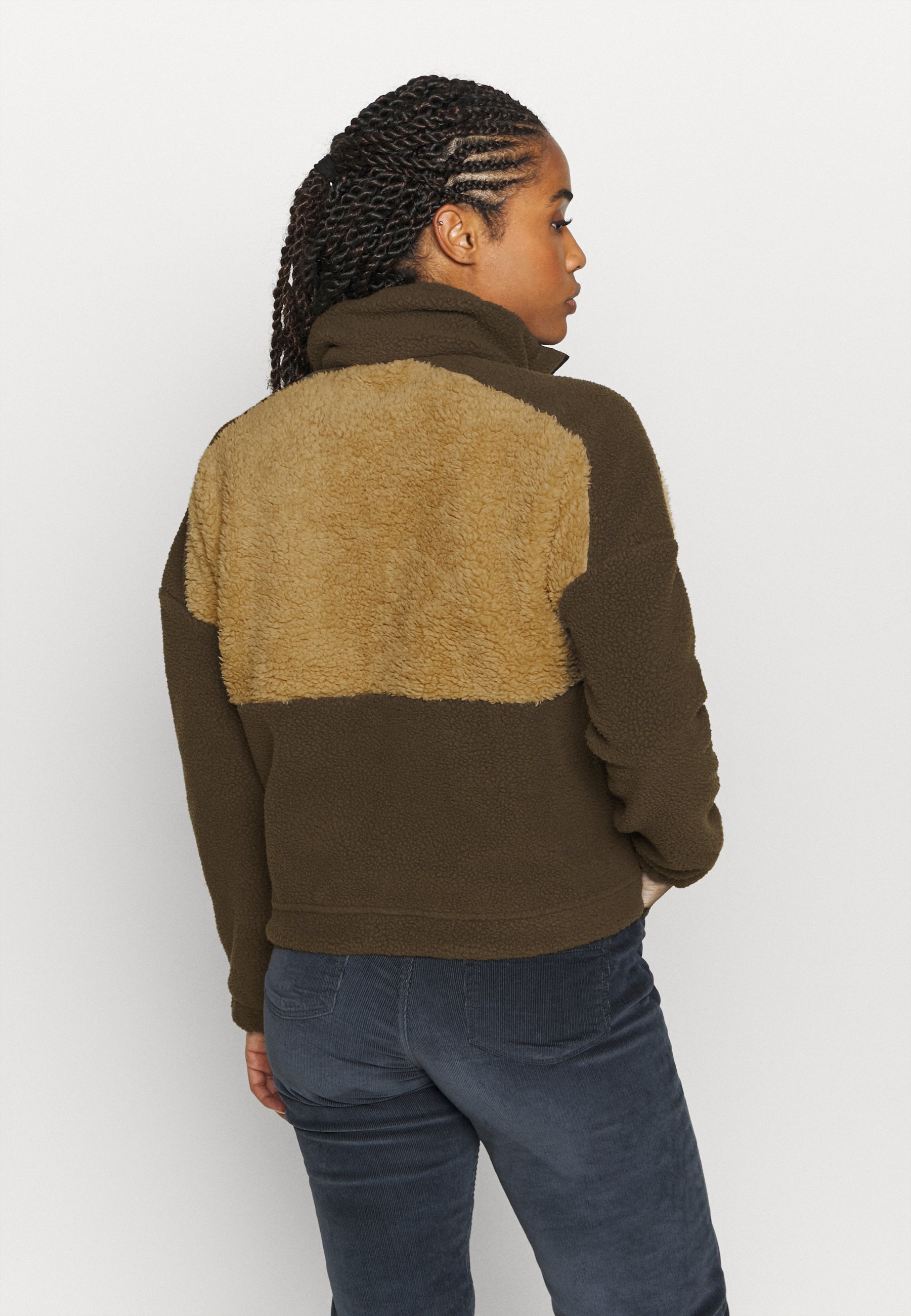 olive green sherpa pullover
