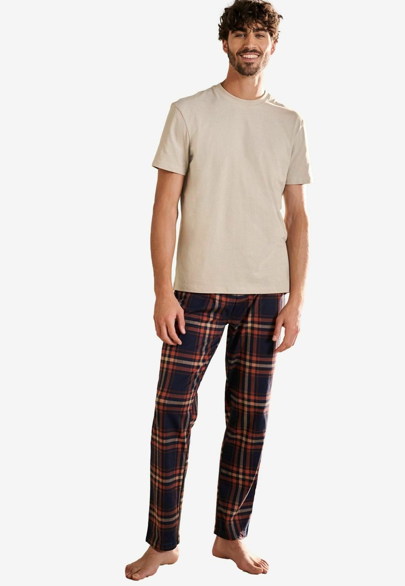 Next SET STANDARD - Nachtwäsche Set - navy blue rust check