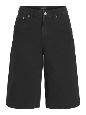 Zwarte denim shorts met knoop- en ritssluiting aan de voorkant, riemlussen en een ontwerp met vijf zakken, met het label JJXX op de tailleband.
