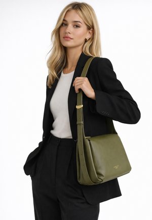 Pourchet, SAC PORTÉ TRAVERS EN CUIR DE VACHETTE - SÉVIGNÉ - Sac bandoulière - kaki