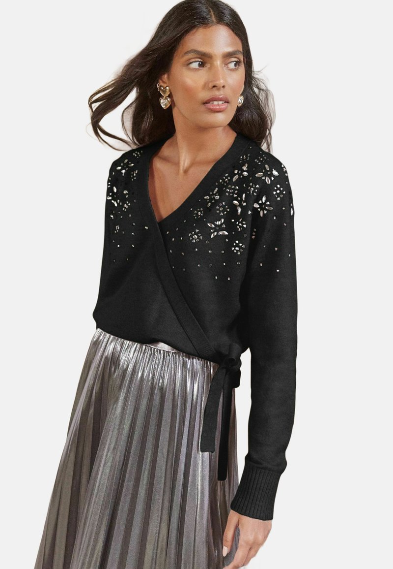 Love & Roses REGULAR FIT - EMBELLISHED WRAP - Pulover - black