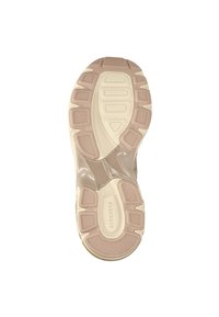 Skechers schoenzool in crème en lichtbeige. Voorzien van een textuurrubber voor grip, met een gevoerde tussenzool en ondersteuning voor de voetboog.