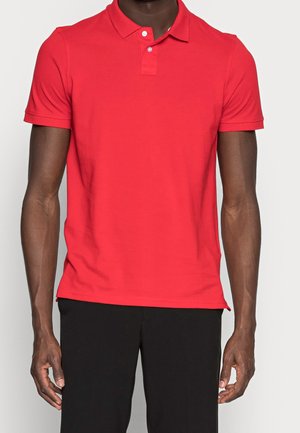 Rood katoenen poloshirt met een kraag en een sluiting met twee knopen, voorzien van korte mouwen en een glad, aansluitend ontwerp.