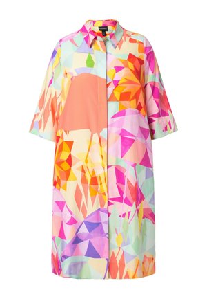 Ulla Popken FLAMINGO PRINT 3/4 SLEEVE BUTTON DOWN - Shirt dress - lavender