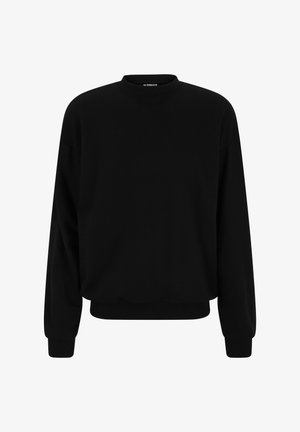 Sort sweatshirt med rund hals, lange ærmer og ribbede manchetter. Lavet af blødt stof med en afslappet pasform og uden synlige mønstre.
