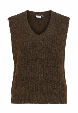 VILA, WAISTCOAT VILAMPE KNITTED - Veste sans manches - coffee bean
