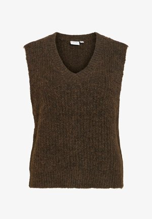 VILA, WAISTCOAT VILAMPE KNITTED - Veste sans manches - coffee bean