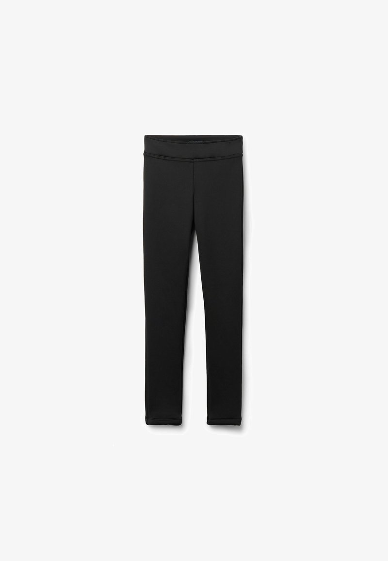 Svarta leggings gjorda av elastiskt, slätt material. Har en hög midja och en figurnära design utan synliga mönster eller detaljer.