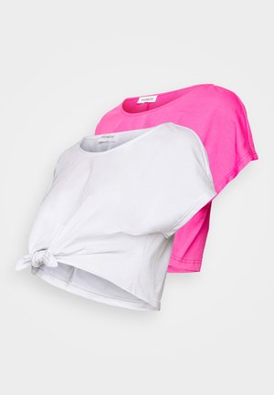 2 PACK - Basic T-shirt - white/pink