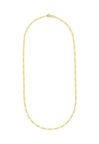 Goldkette mit verlängerten Gliedern und runden Akzenten, die eine glatte Textur und einen polierten Abschluss zeigt. Mit Karabinerverschluss.