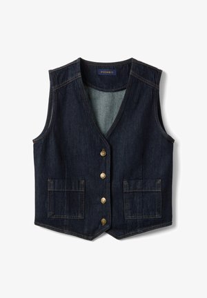 PIOMBO, DENIM WAISTCOAT WITH BUTTONS, REGULAR FIT - Chaleco - dark blue