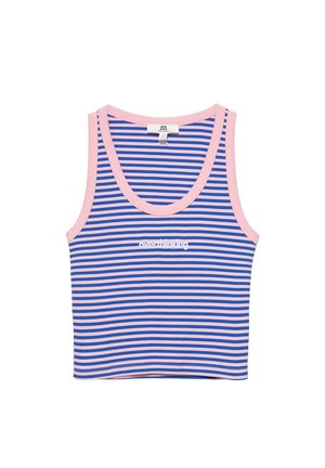 PULL&BEAR, STRIPED RIBBED - VEST TOP - Top - mottled dark blue