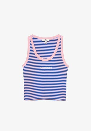 PULL&BEAR, STRIPED RIBBED - VEST TOP - Top - mottled dark blue