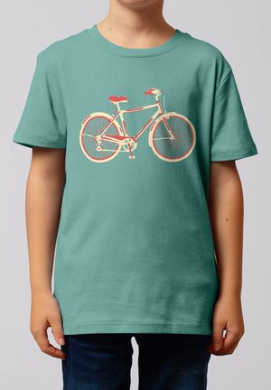 watapparel, RED BIKE UNISEX - T-shirt print - teal monstera