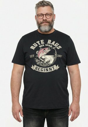 Men Plus T-SHIRT, HALBARM, PRINT, RUNDHALS, BIS 8 XL - T-Shirt print - black