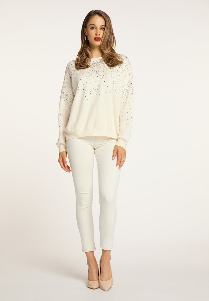 Damen Strickjacken | faina FAINA NASCITA Strickpullover wollweiss silber/weiß - YU44992 Damen Strickjacken | faina FAINA NASCITA Strickpullover wollweiss silber/weiß - YU44992