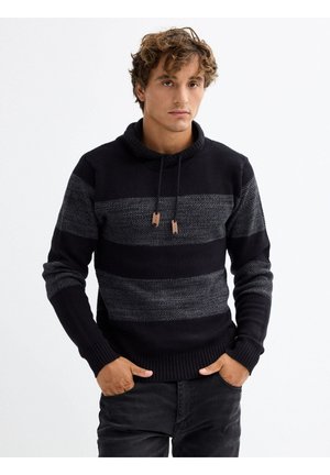 CUELLO CHIMENEA RAYAS  - Jersey de punto - black