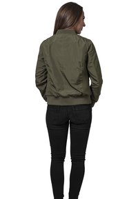 Urban Classics Women's Lightweight Bomber Jacket - Khaki, Polyester, Zipper Closure (Size M)