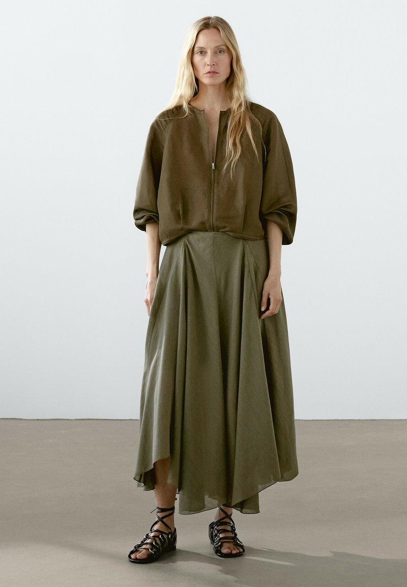 Andrea Flounce Maxi Skirt Dusty Green