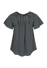 Zizzi WITH SHORT SLEEVES - Bluza - black white stripe