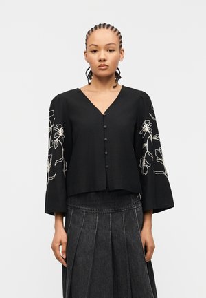 VIPOLLI V NECK EMBROIDERED SHIRT - Cămașă - black beauty/birch