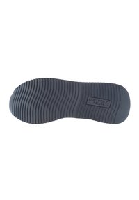 Black rubber shoe sole with a ridged texture and embossed “U.S. P.O.C. ASSN” logo. Rounded toe and distinctive tread pattern for grip.