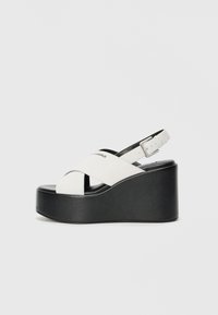 WENDY KROSS - Wedge sandals - white/black