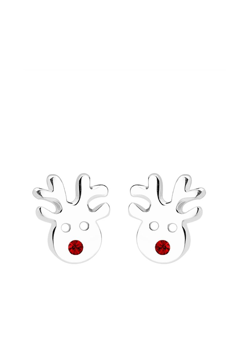 Orecchini Renna In Argento Sterling 925 Con Cristallo Rosso: Gioiello Natalizio In Confezione Regalo!
