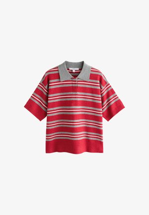 Next, REGULAR FIT - SUPERSOFT SHORT SLEEVE KNITTED POLO TOP - Polo shirt - red grey stripe