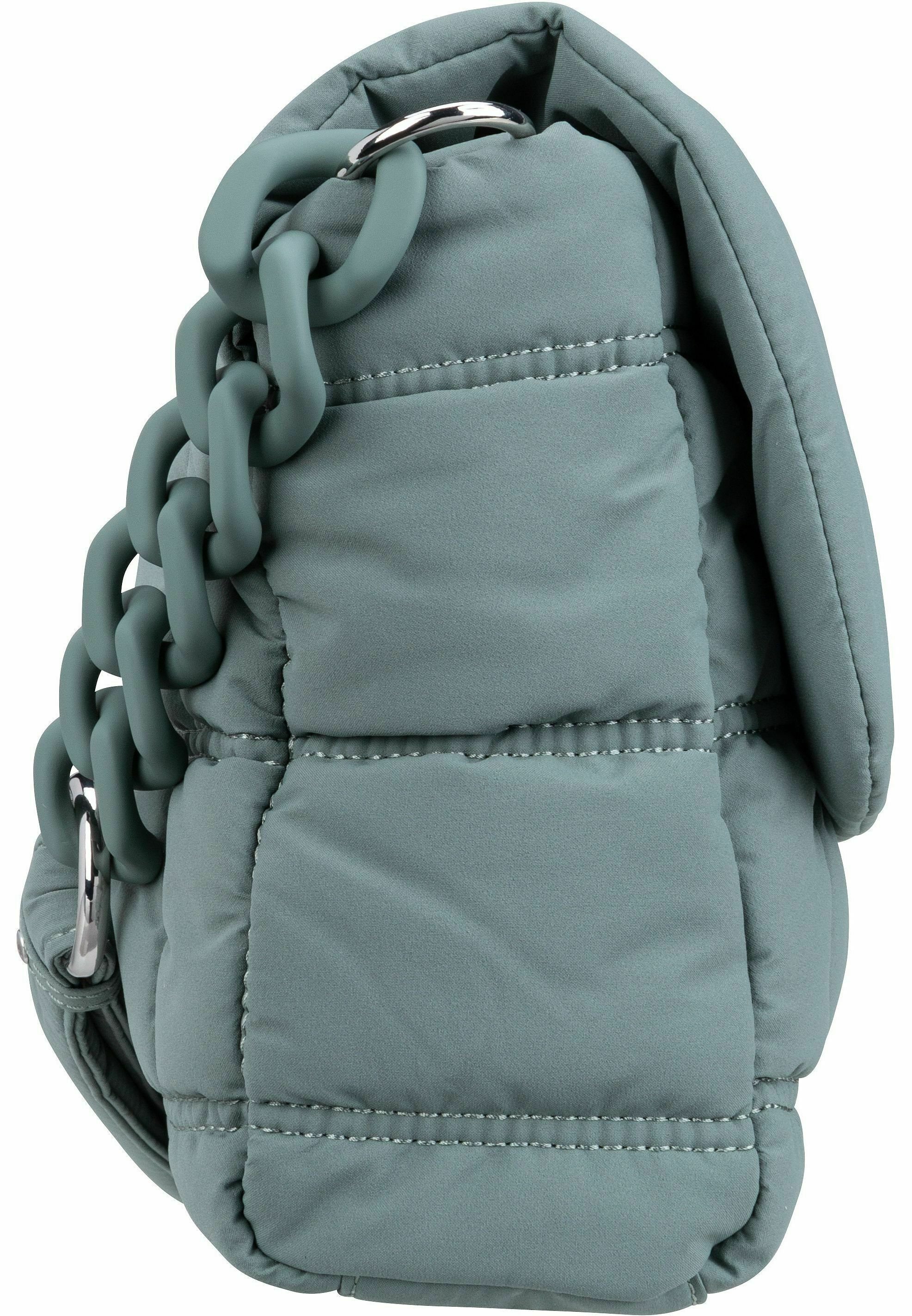 Mandarina Duck Damen Handtasche ‚Pillow Dream Crossover‘ – Gepolstert, Mit Kettengurt, Rosa Innenfutter