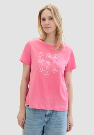 TOM TAILOR 2ER-SET RUNDHALS KURZARM - T-Shirt print - schwarz pink