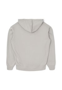 Sudadera ligera gris claro con capucha con cordón, mangas largas y puños acanalados. Fabricada con un tejido suave de acabado liso y texturizado.