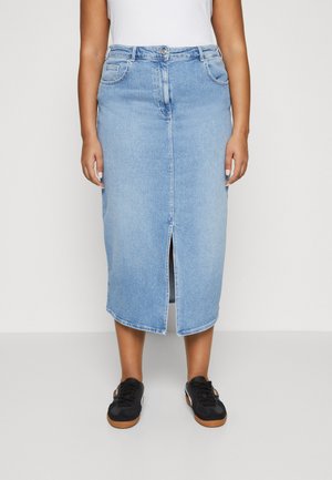 CARAYOE SLIT DOT - A-line skjørt - light medium blue denim