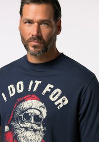 JP1880 KORTE MOUWEN X-MAS RONDE HALS - Triko s potiskem - navy blue