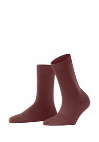 Calzini alla caviglia bordeaux realizzati in materiale liscio ed elastico, con polsini a coste e design della punta senza cuciture.