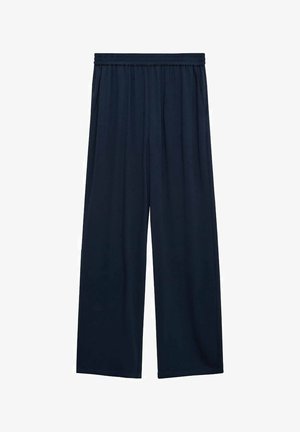 Laivastonsiniset leveälahkeiset housut, joissa on mukava elastinen vyötärö, valmistettu kevyestä kankaasta. Ominaisuuksiin kuuluu löysä istuvuus ja siisti, yksinkertainen muotoilu.