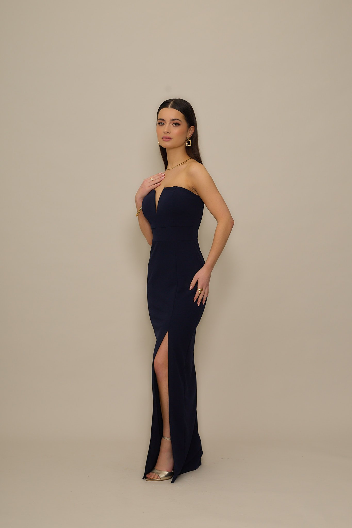 slim fit dress slacks Elsie Chiffon Dress in Starry Night Navy