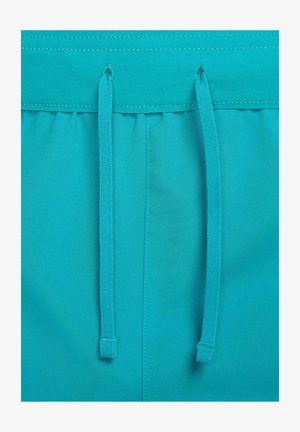 Turquoise zwembroek met een elastische tailleband en een trekkoord, gemaakt van een zachte, lichtgewicht stof.