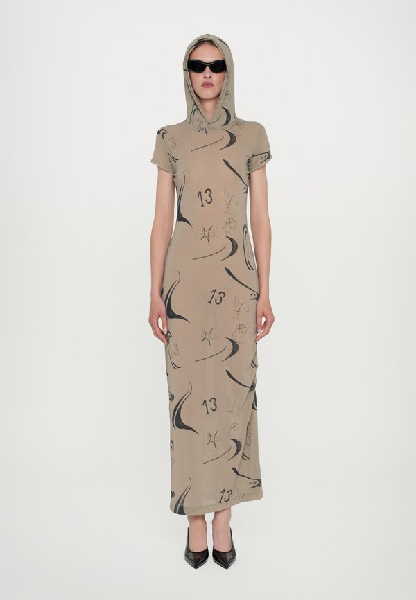 HOODED DRESS - Maxi dress - beige3