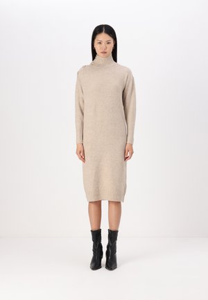 VIJULLES HIGH NECK MIDI DRESS  - Strikkjoler - natural melange