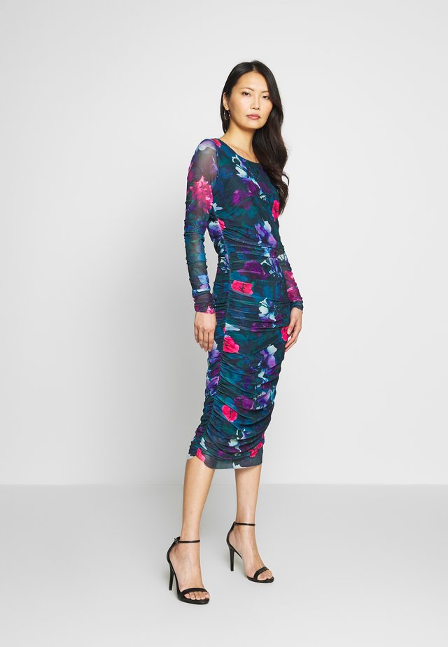 PRINTED DRESS - Jerseyklänning - petrol/multi-coloured
